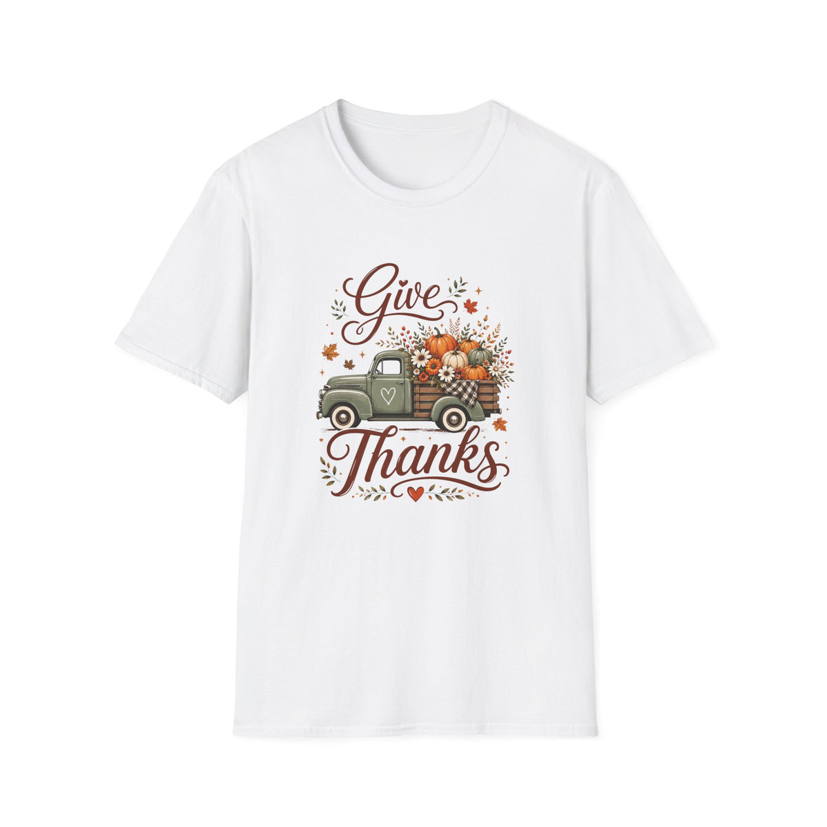 Give Thanks Fall Truck T-Shirt — Pumpkin Harvest Autumn Tee