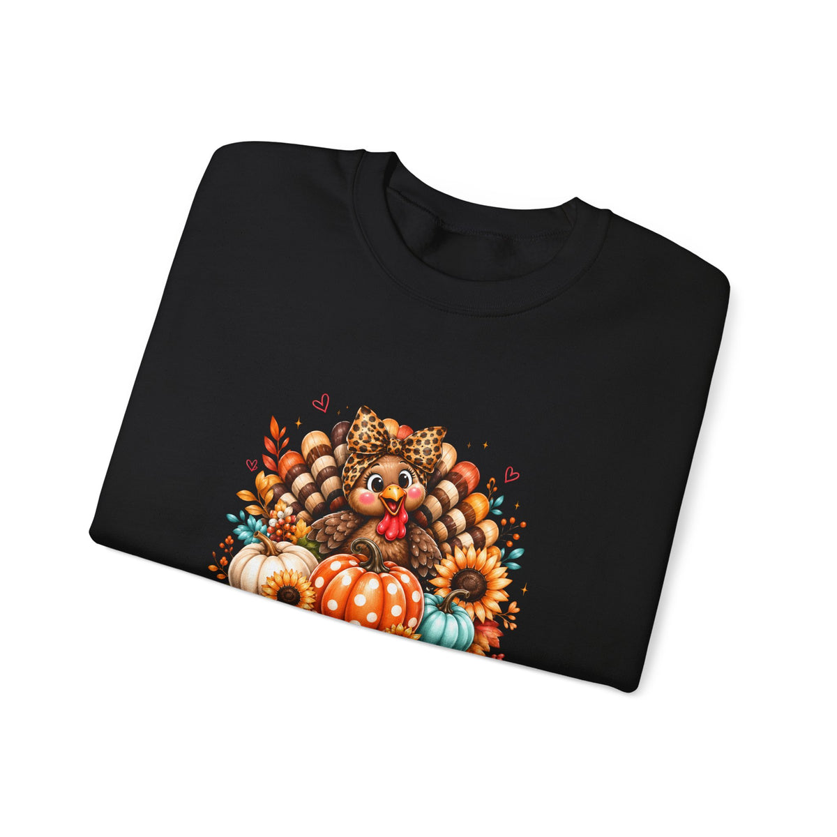 Sweatshirt — "Give Thanks" Autumn Turkey & Pumpkin Thanksgiving Crewneck
