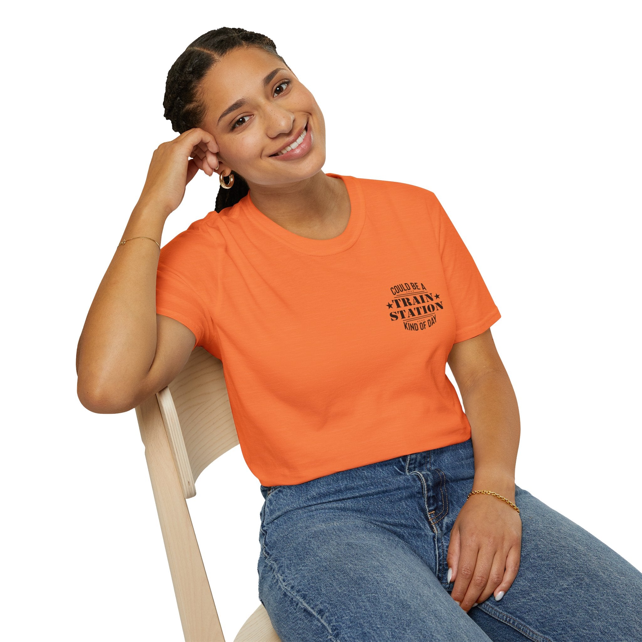 Could Be a Train Station Kind of Day T-Shirt — Funny Sarcastic Gift for Her Pocket Tee