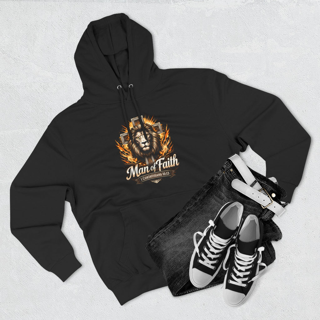 Man of Faith Lion Crest Graphic Fleece Pullover Hoodie