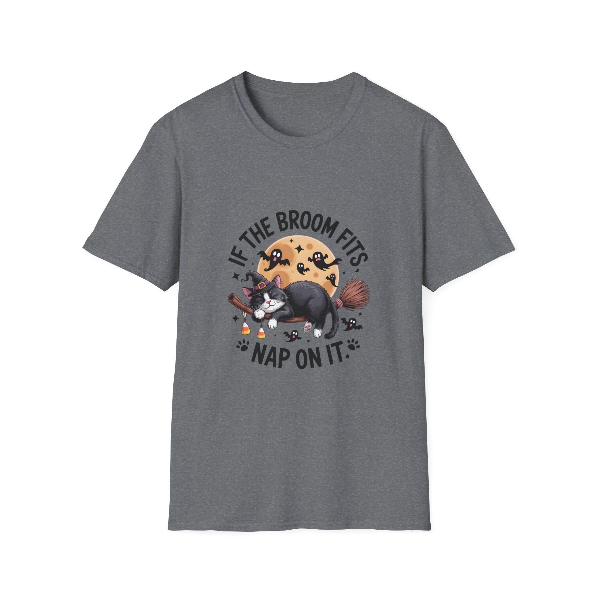 If the Broom Fits Nap on It Cat T-Shirt — Funny Halloween Gift for Women Witchy Tee