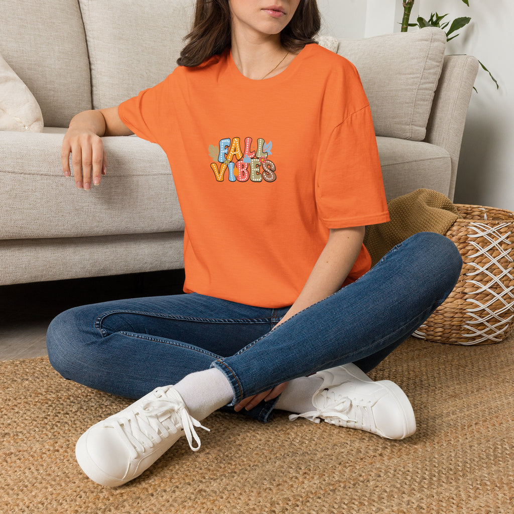 Fall Vibes Colorful Autumn T-Shirt — Cute Fall Gift for Women Graphic Tee