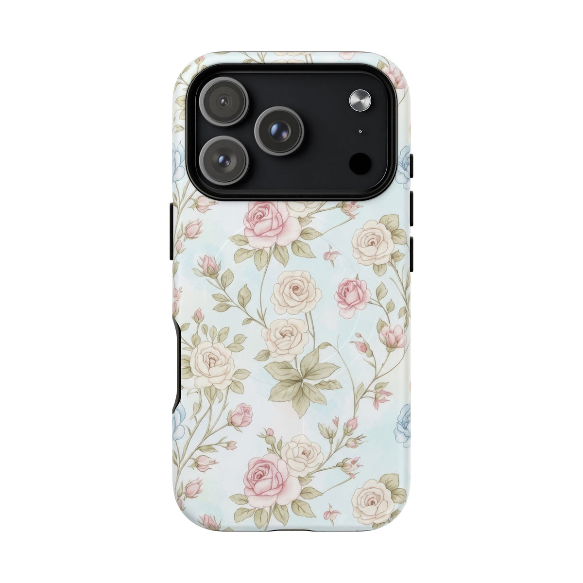 Vintage Floral Rose Magnetic iPhone Case — MagSafe Tough Protective Cover