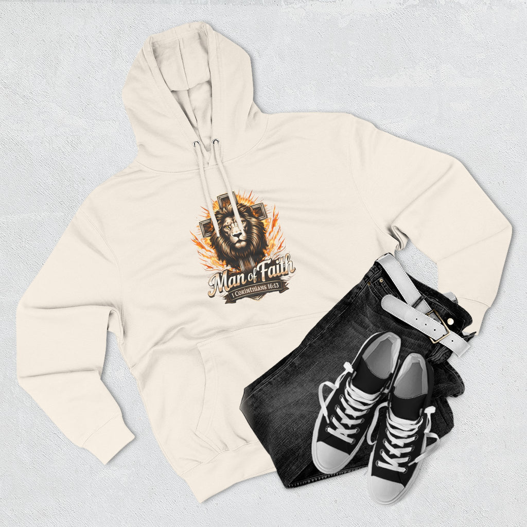 Man of Faith Lion Crest Graphic Fleece Pullover Hoodie