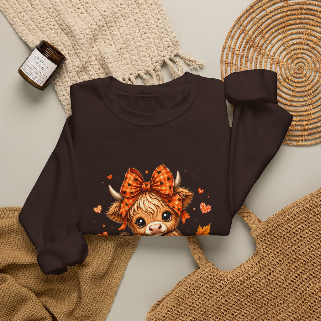 Cute Highland Cow Pumpkin Halloween Sweatshirt