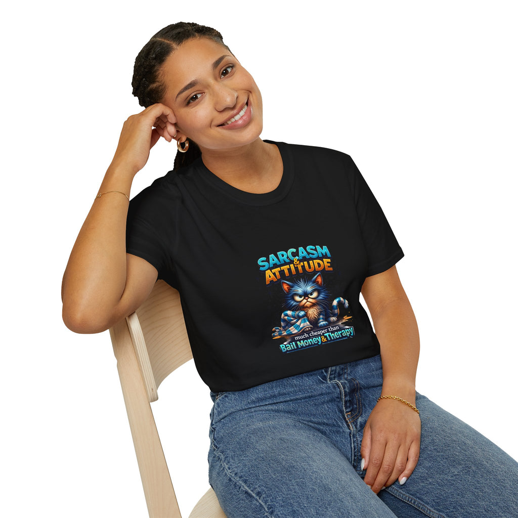 Sarcasm & Attitude Grumpy Cat T-Shirt — Funny Sarcastic Gift for Her Graphic Tee