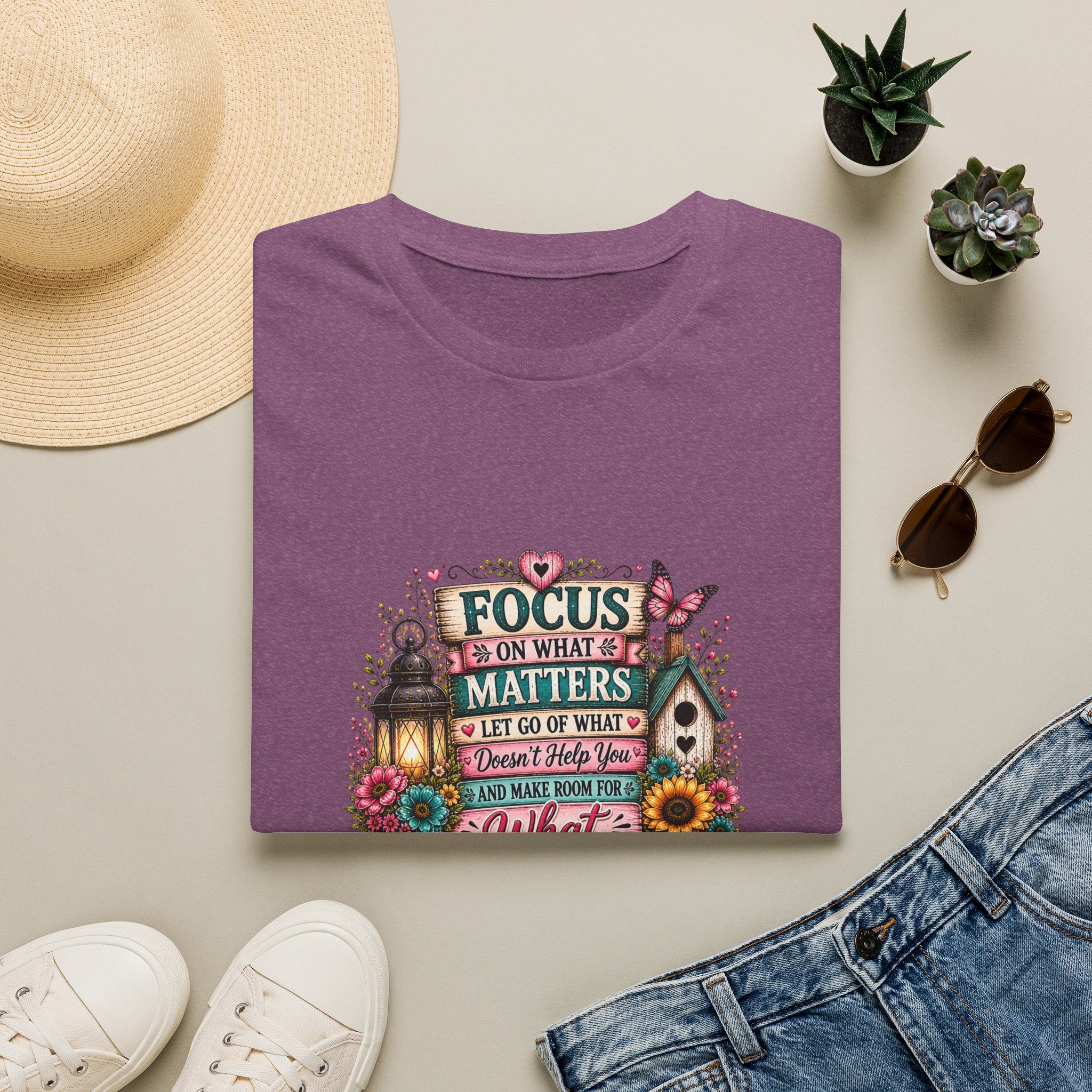 Focus on What Matters Floral T-Shirt — Inspirational Motivational Gift for Women Tee