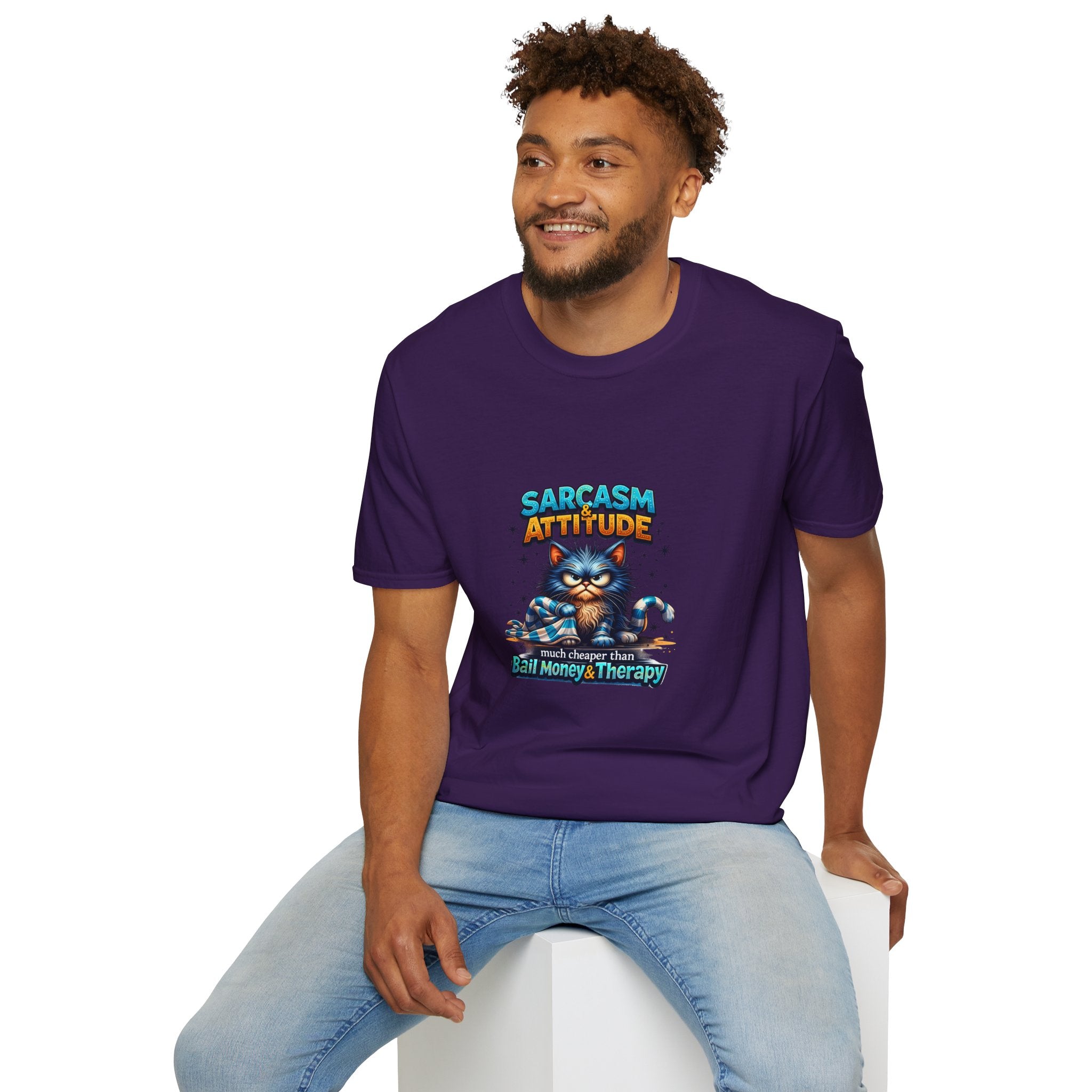 Sarcasm & Attitude Grumpy Cat T-Shirt — Funny Sarcastic Gift for Her Graphic Tee