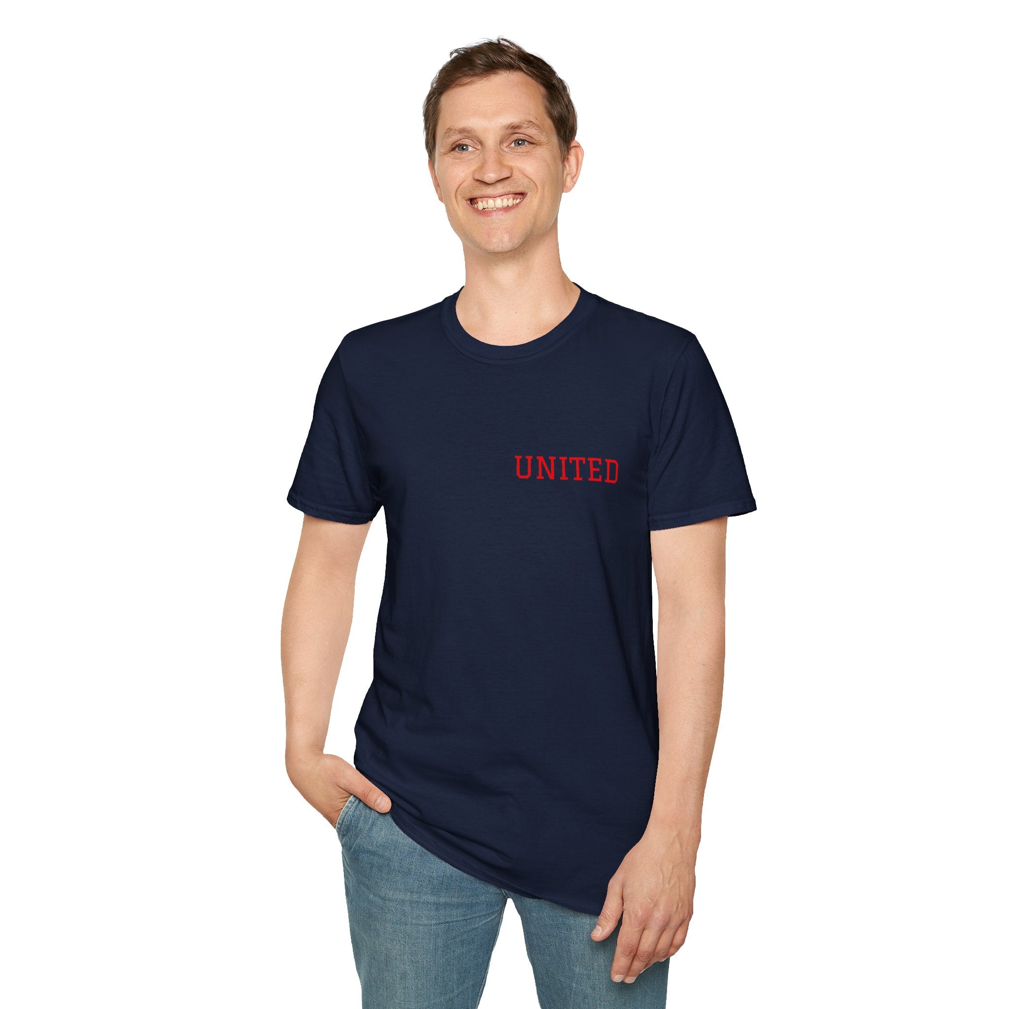 United American Flag T-Shirt — Patriotic Gift for Him Red Chest Graphic Tee