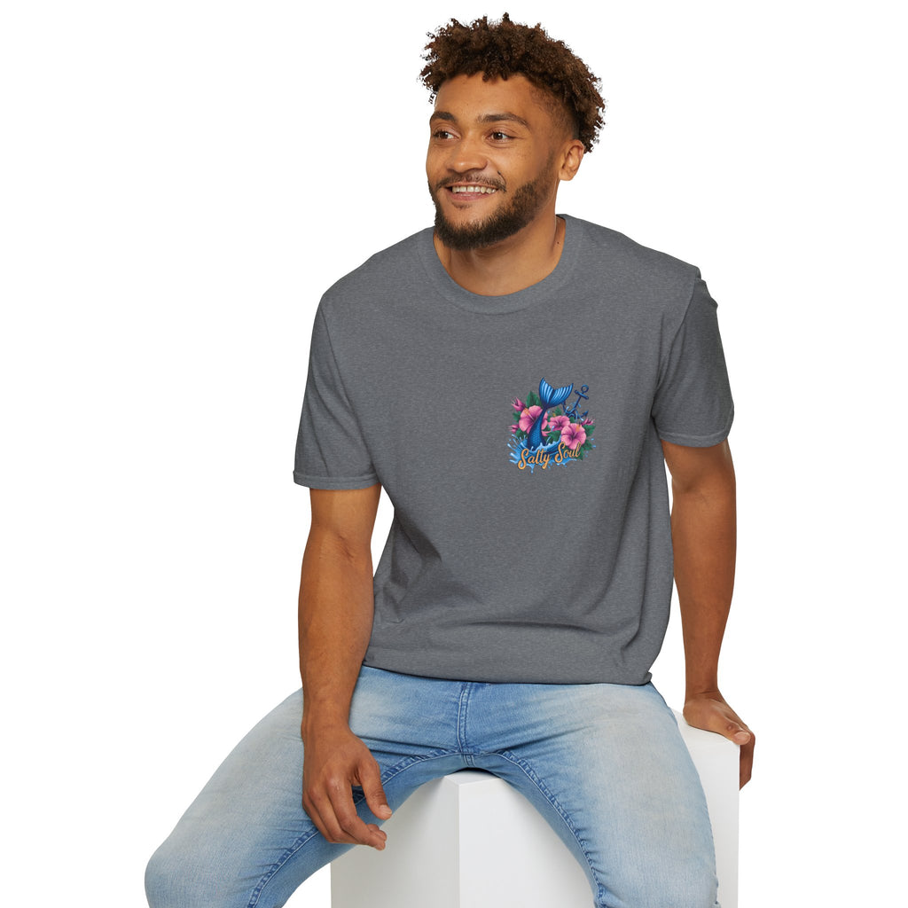 Salty Soul Mermaid Anchor Floral T-Shirt — Cute Beach Gift for Women Nautical Tee