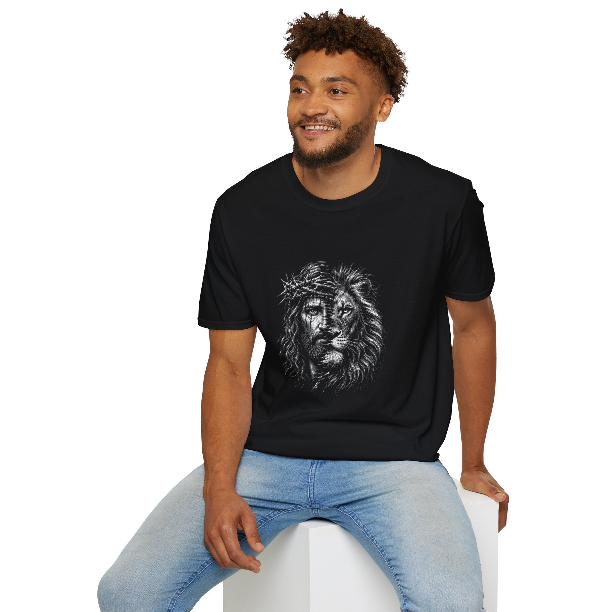 Lion of Judah T-Shirt — Crown of Thorns Half-Face Lion Christian Graphic Tee