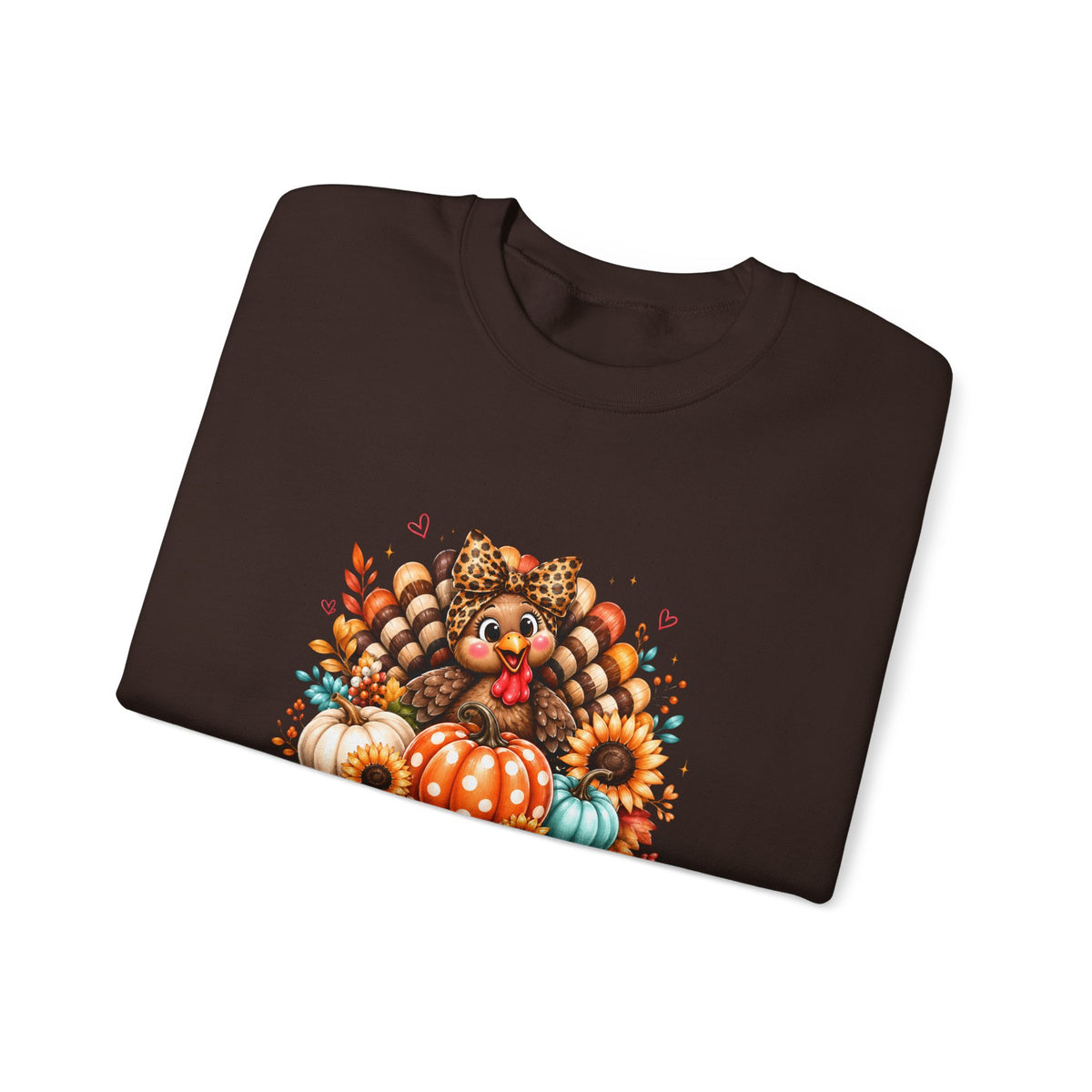 Sweatshirt — "Give Thanks" Autumn Turkey & Pumpkin Thanksgiving Crewneck