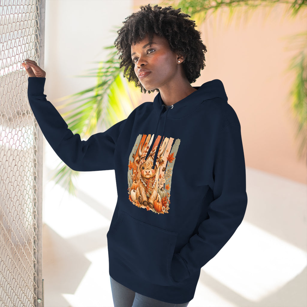 Autumn Pumpkin Cow Hoodie — Cute Fall Gift for Women Cozy Graphic Pullover