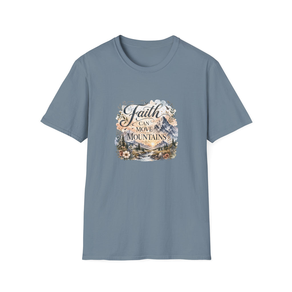 Faith Can Move Mountains T-Shirt Inspirational Christian Mountain Graphic Tee