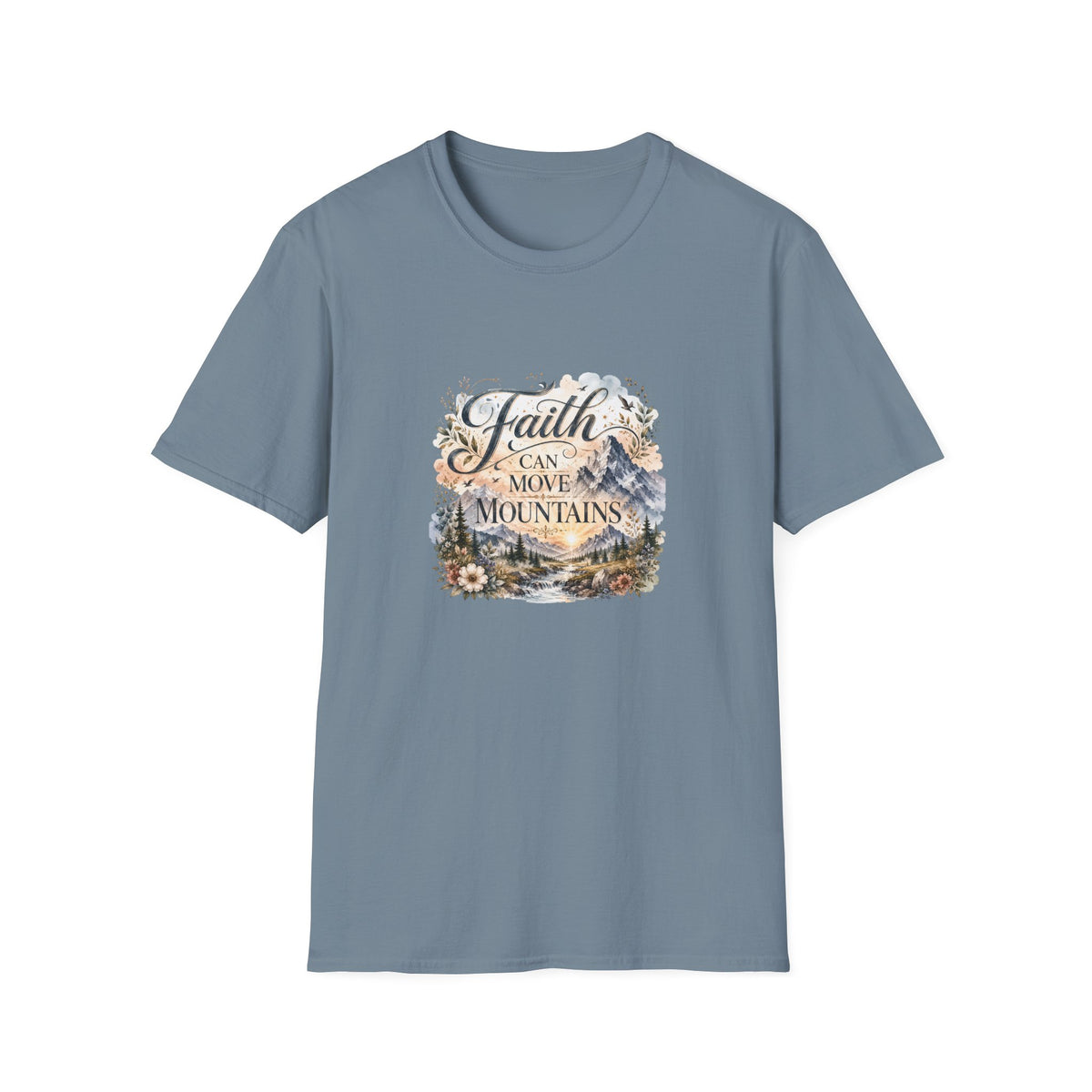 Faith Can Move Mountains T-Shirt Inspirational Christian Mountain Graphic Tee
