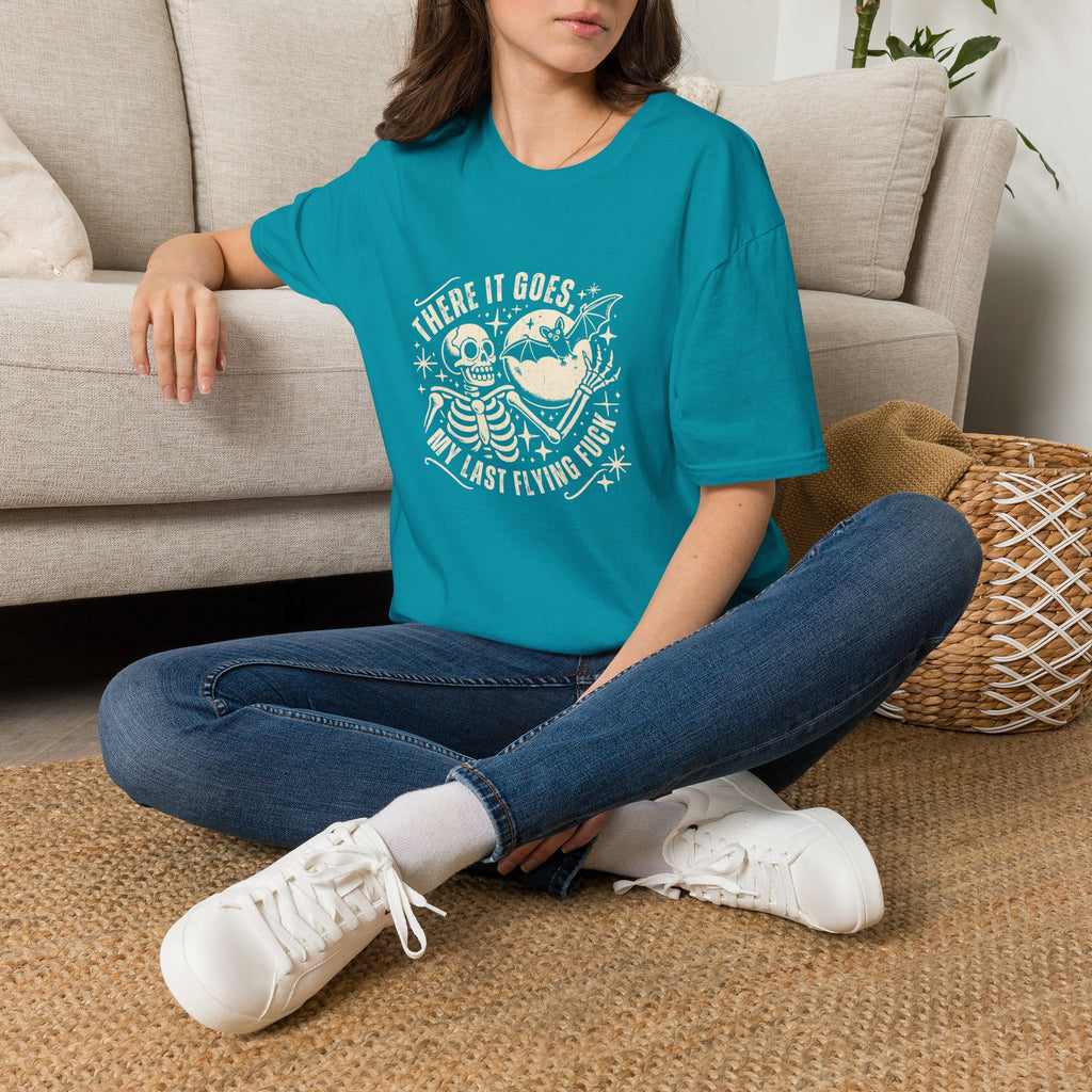 There It Goes Skull Moon & Bat T-Shirt — Cute Halloween Gift for Women Graphic Tee