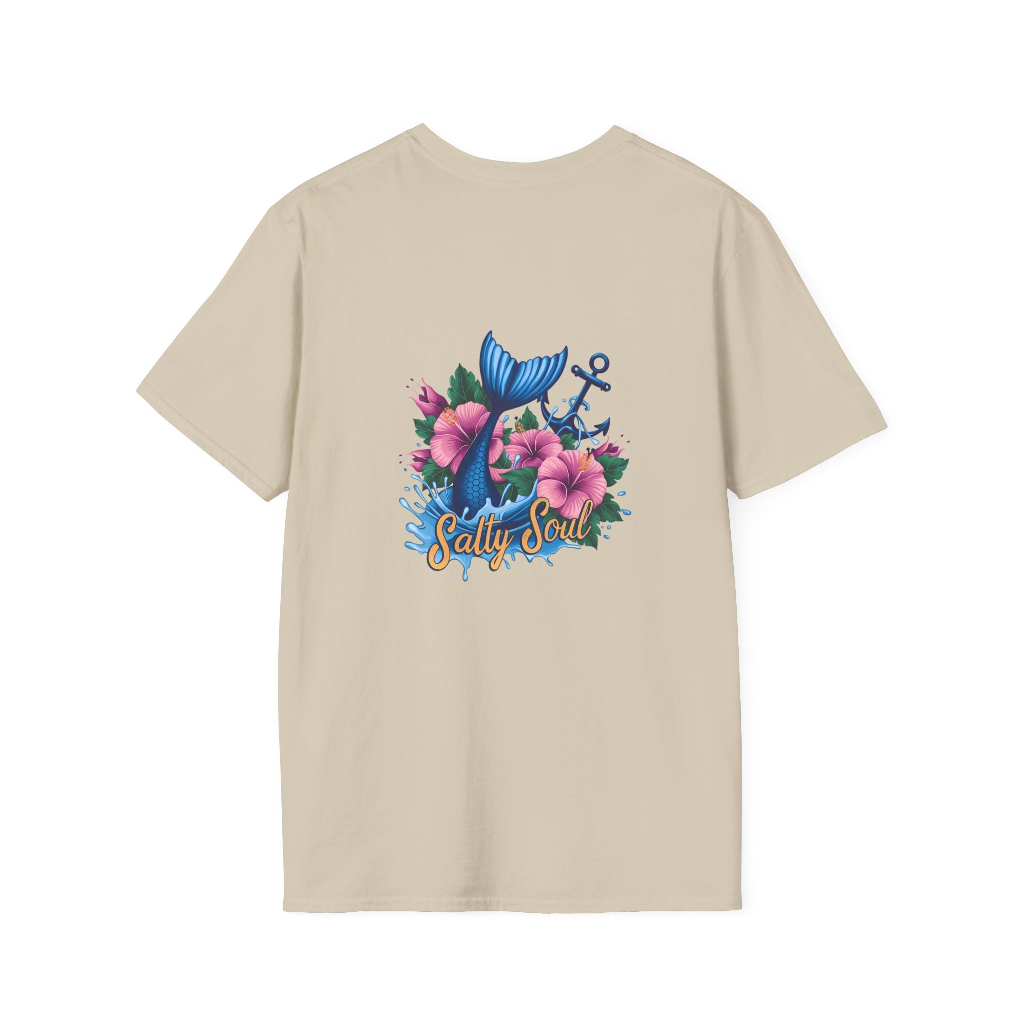 Salty Soul Mermaid Anchor Floral T-Shirt — Cute Beach Gift for Women Nautical Tee