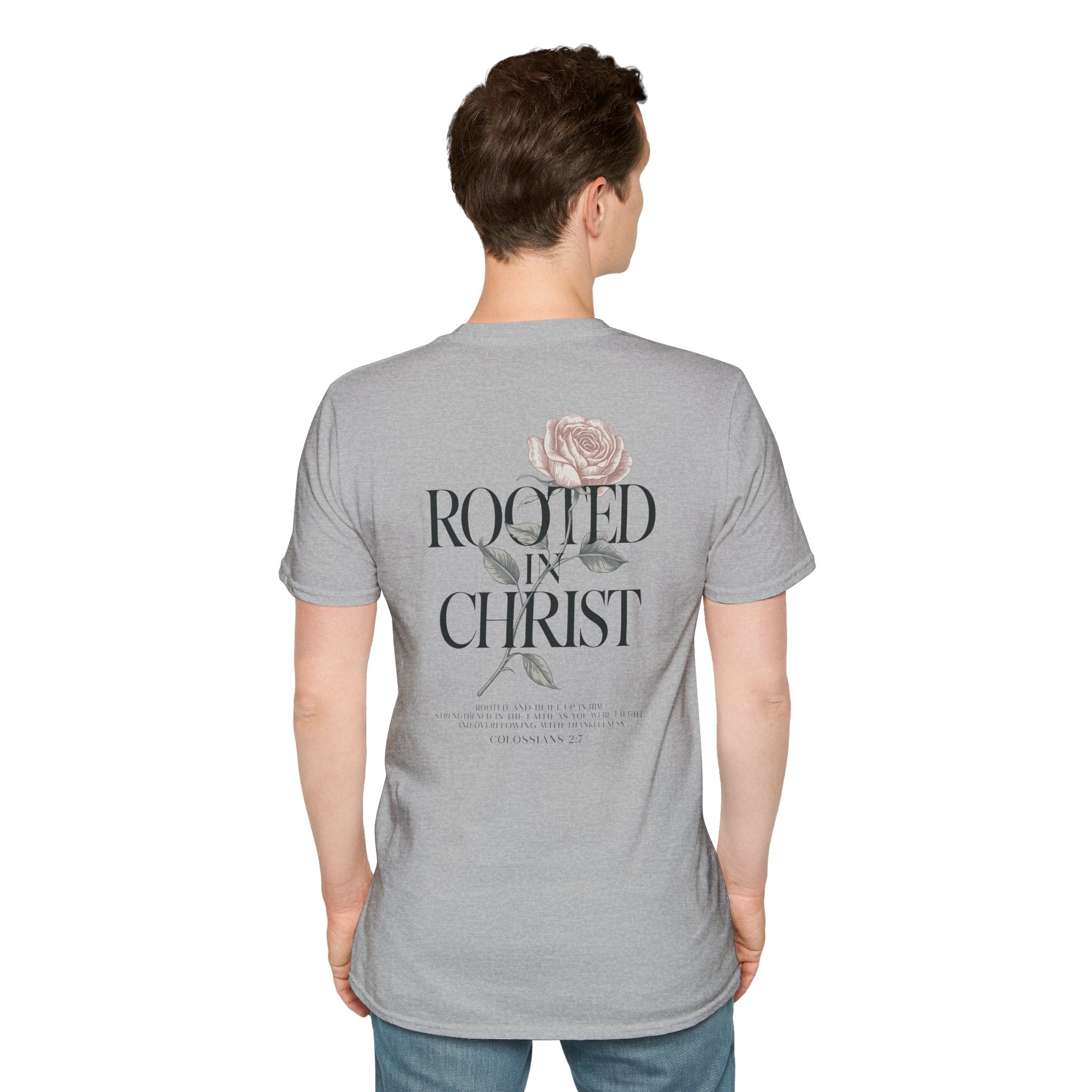 Rooted in Christ Floral T-Shirt — Christian Gift for Women Faith Graphic Tee