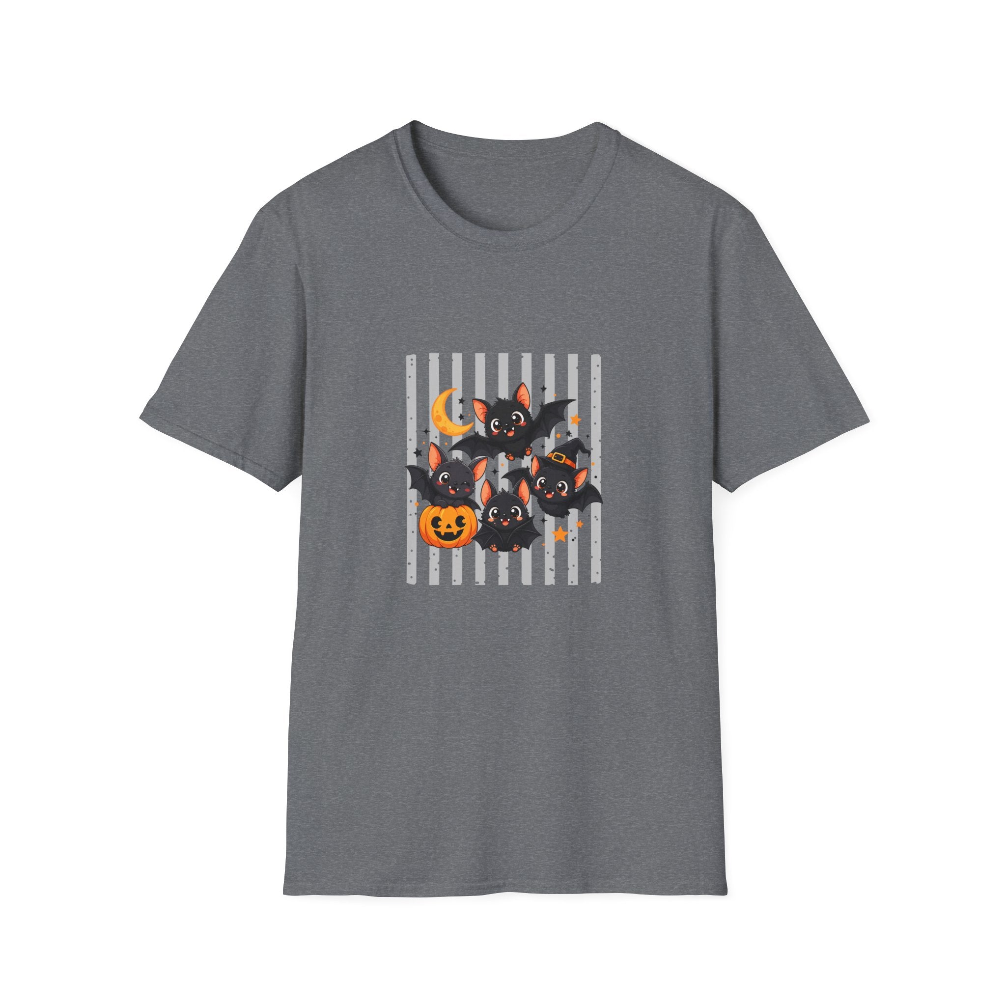 Halloween Bats Pumpkin Moon T-Shirt — Cute Spooky Gift for Women Graphic Tee