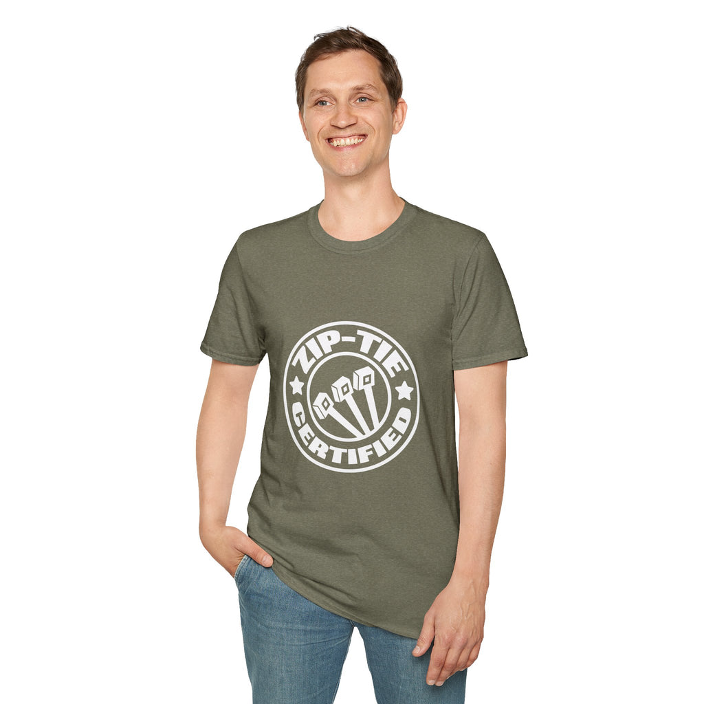 Zip-Tie Certified T-Shirt — Funny Handyman Gift for Him Bold Graphic Tee