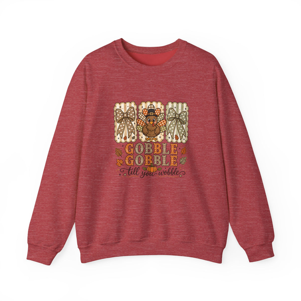 Thanksgiving Crewneck Sweatshirt — "Gobble Gobble 'til You Wobble" Turkey Design
