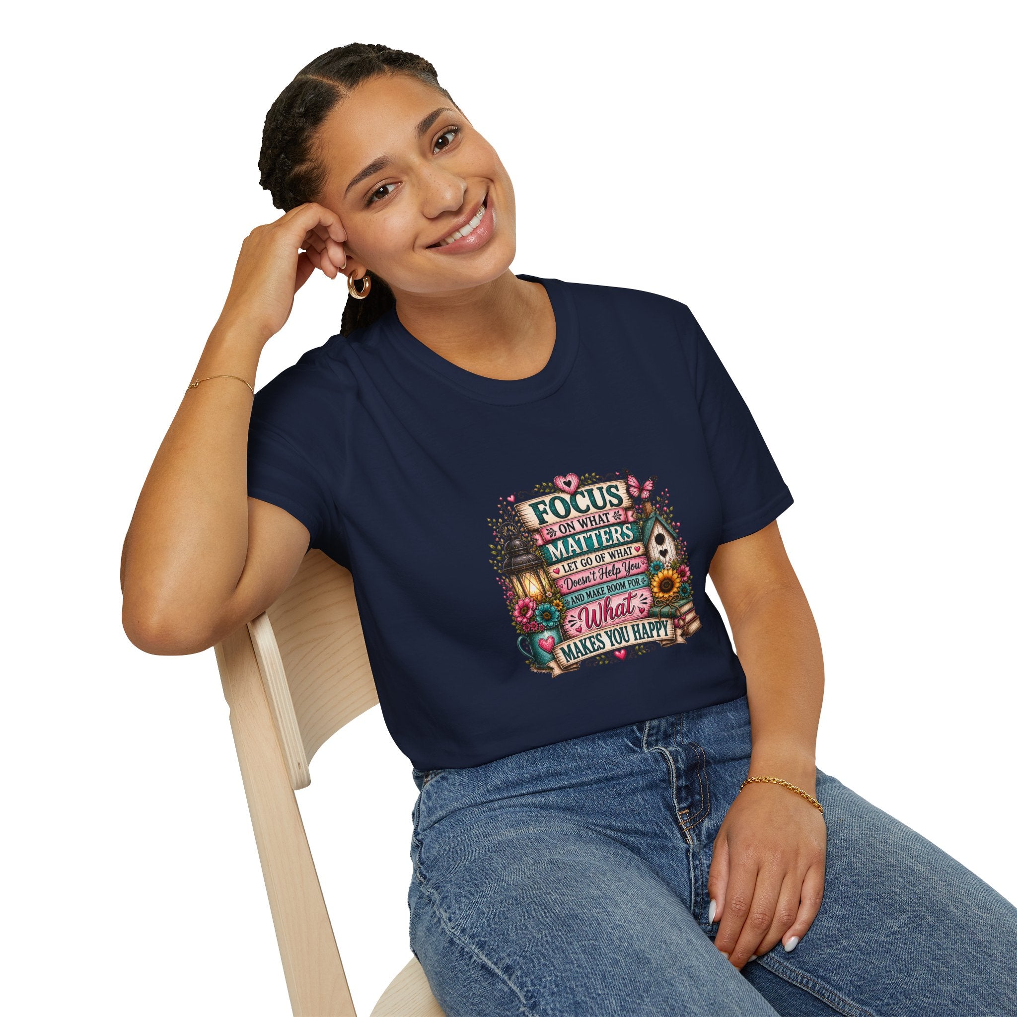 Focus on What Matters Floral T-Shirt — Inspirational Motivational Gift for Women Tee