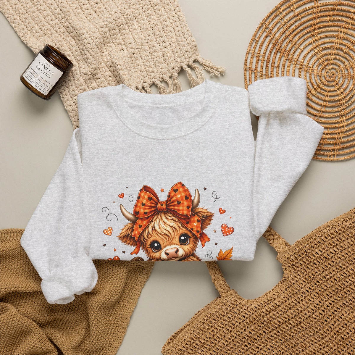 Cute Highland Cow Pumpkin Halloween Sweatshirt