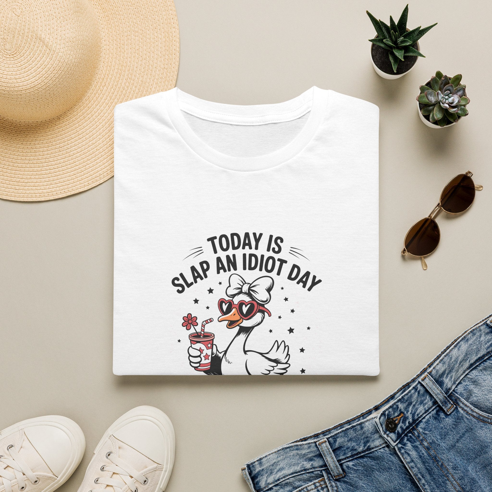 Today Is Slap An Idiot Day Duck T-Shirt — Funny Sarcastic Gift for Her Graphic Tee
