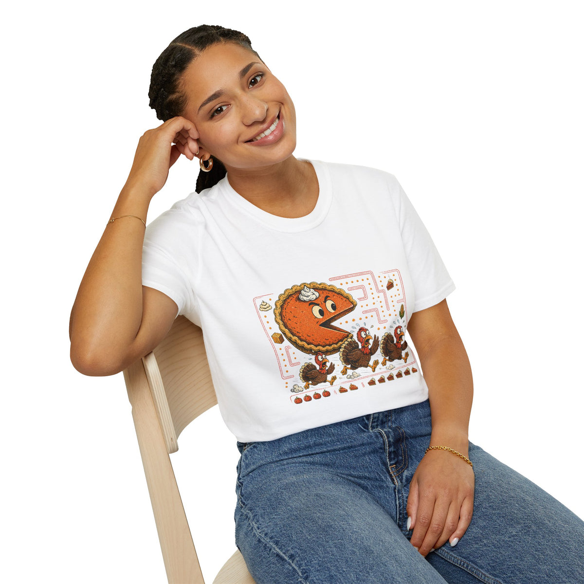 Retro Pie Monster T-Shirt — Funny Pac-Maze Dessert Gamer Tee