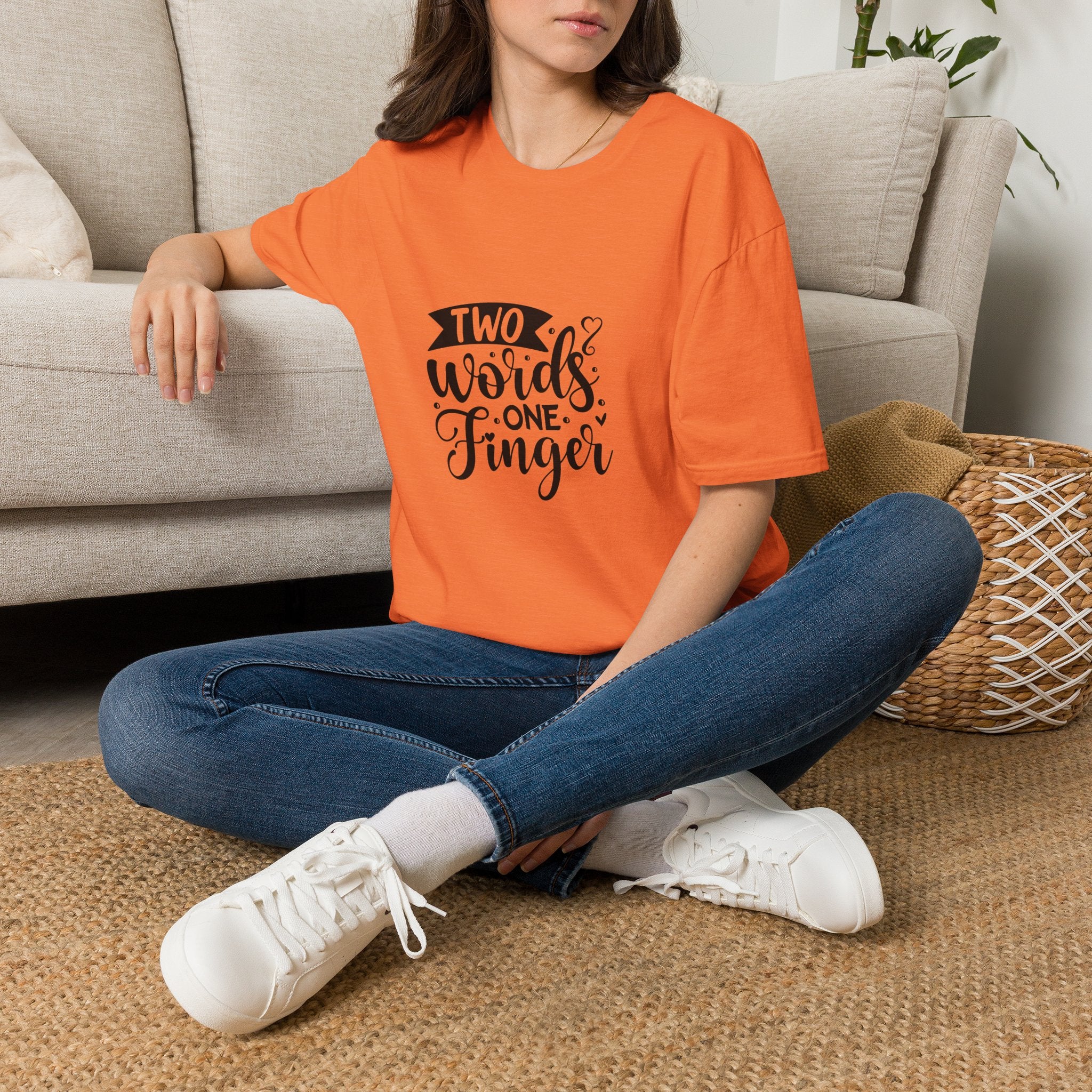 Graphic Tee — "Two Words One Finger" Funny T-Shirt