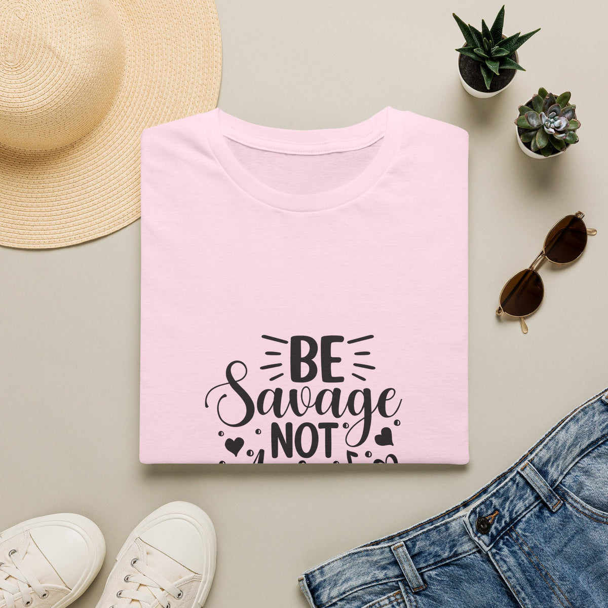 Be Savage Not Average T-Shirt Motivational Graphic Tee for Confident Women & Teens