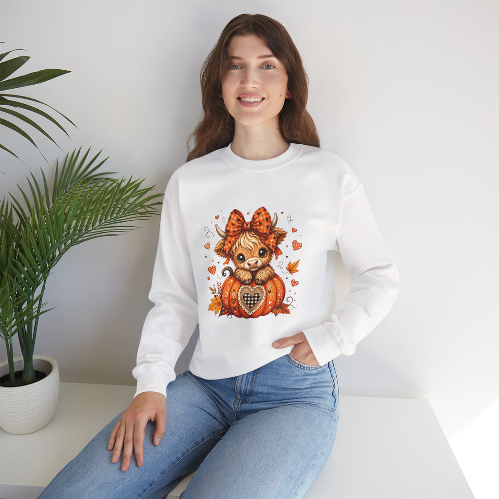 Cute Highland Cow Pumpkin Halloween Sweatshirt
