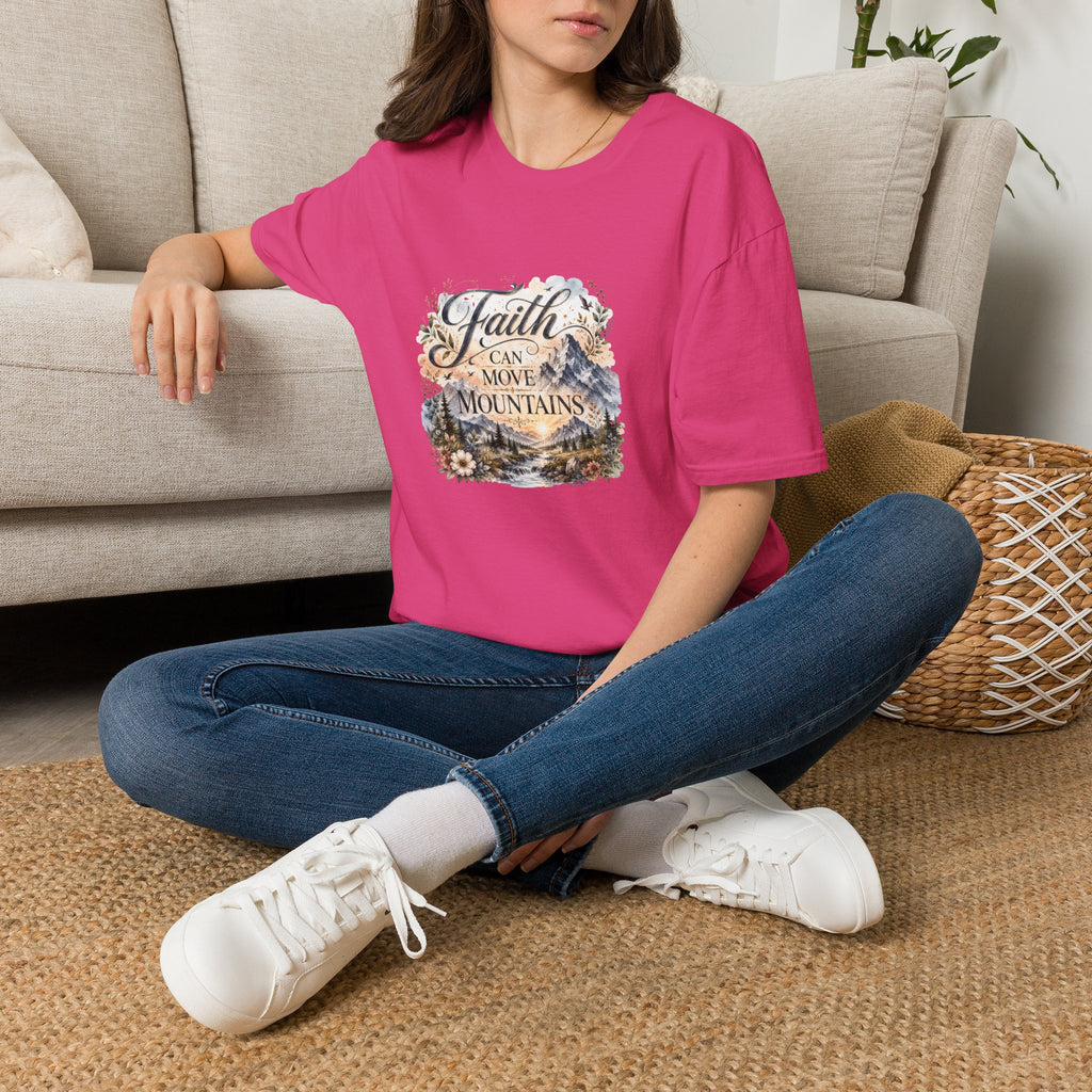 Faith Can Move Mountains T-Shirt Inspirational Christian Mountain Graphic Tee