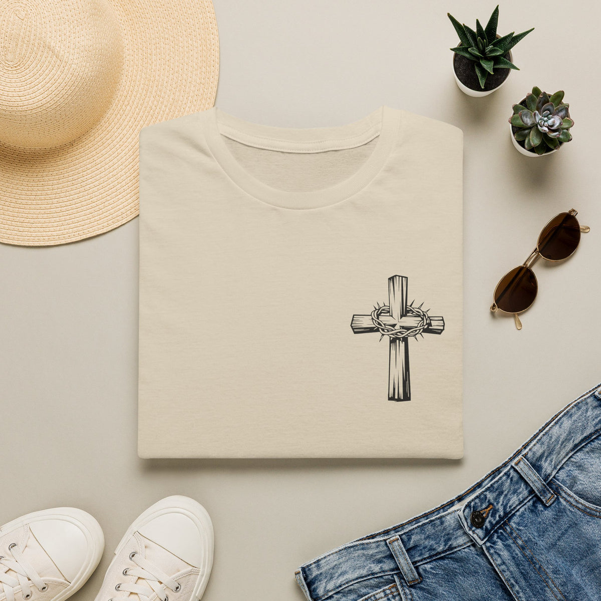 Cross with Crown of Thorns T-Shirt — Christian Faith Tee
