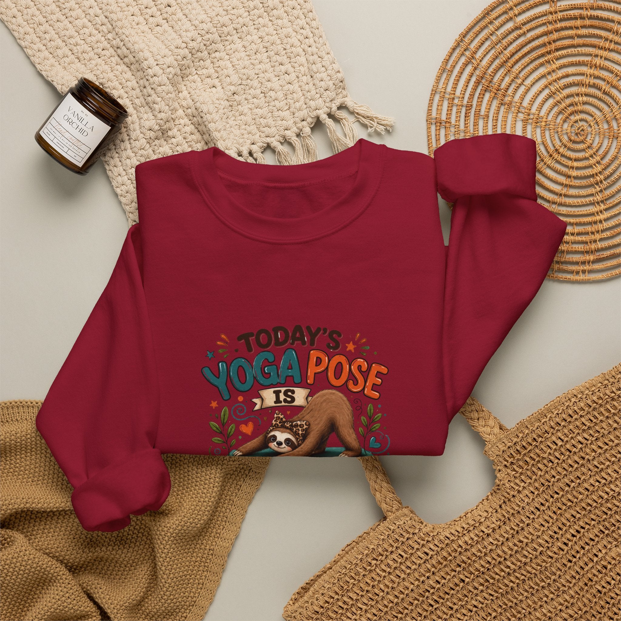 Downward Spiral Sloth Sweatshirt — Funny Lazy Gift for Her Yoga Pose Crewneck