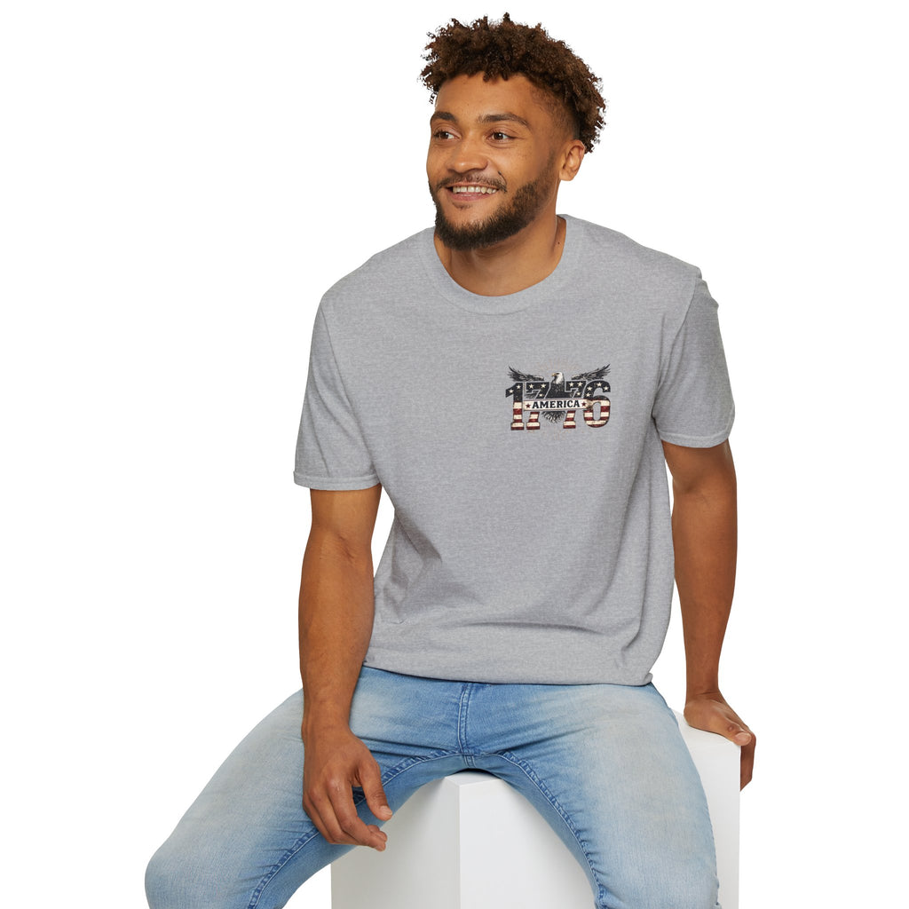 1776 American Flag Eagle T-Shirt — Vintage Patriotic Gift for Him Fourth of July Tee