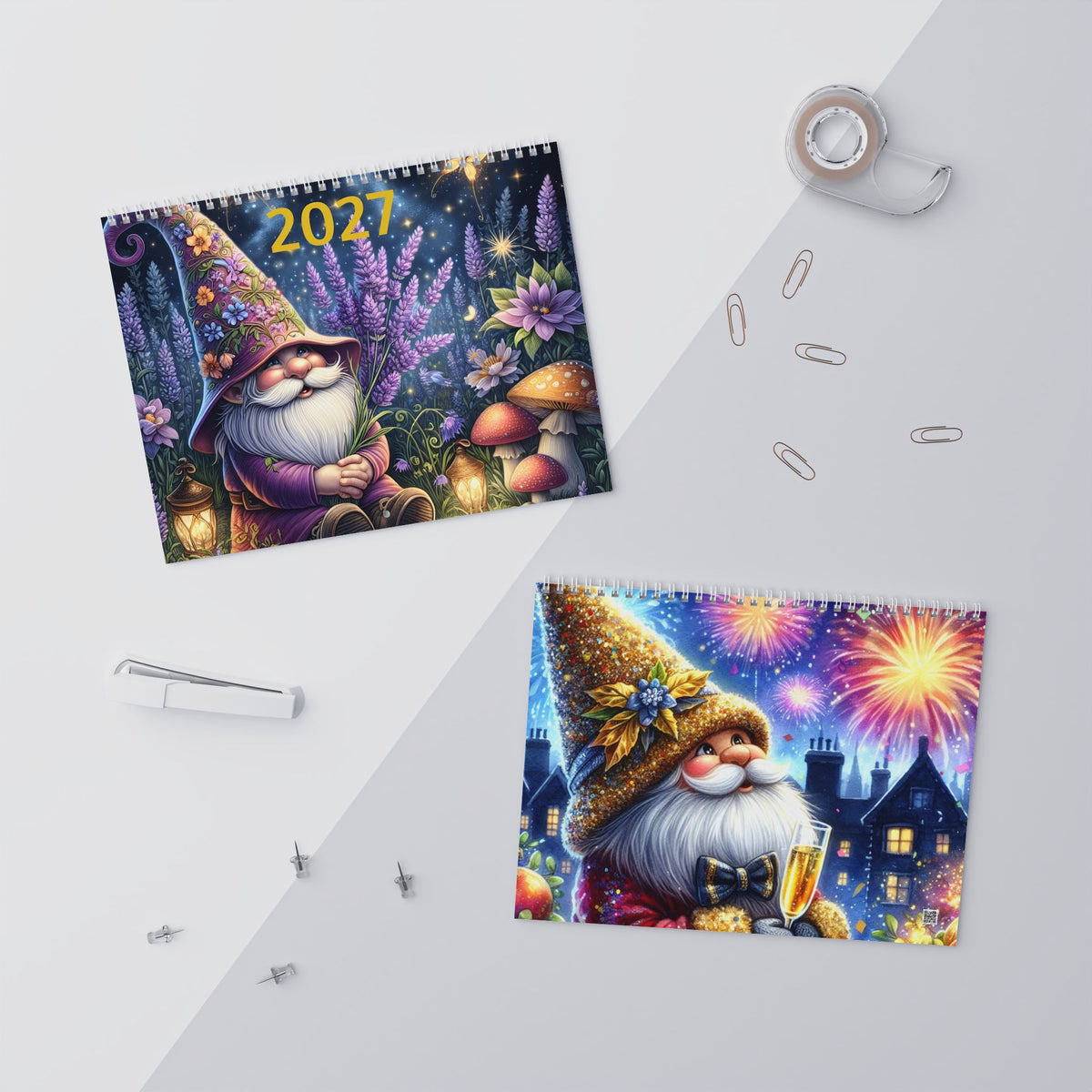 2027 Gnome Wall Calendar — Whimsical Nordic Gnome Art, 12-Month Wall Calendar