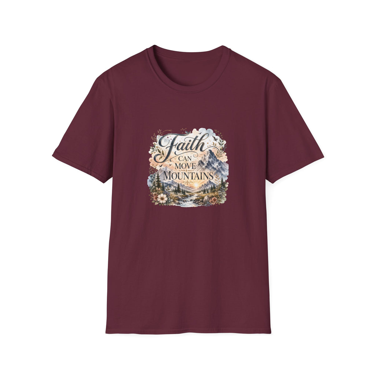 Faith Can Move Mountains T-Shirt Inspirational Christian Mountain Graphic Tee
