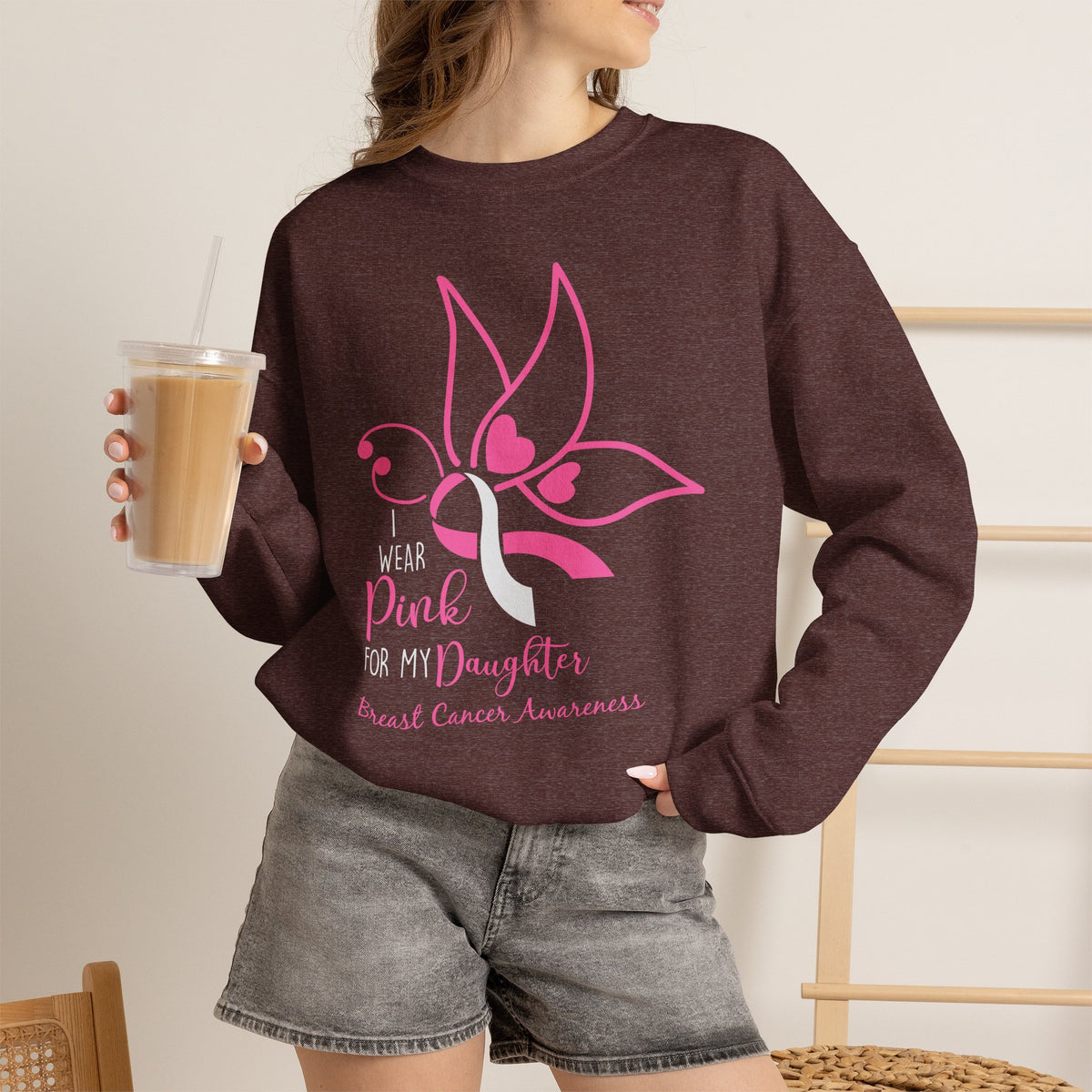I Wear Pink for My Daughter Breast Cancer Sweatshirt