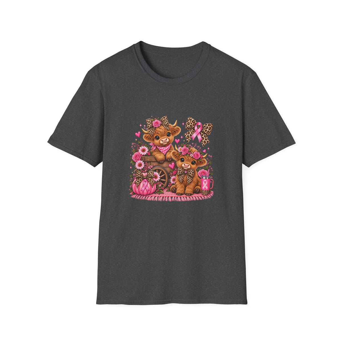 Breast Cancer Awareness Highland Cow T-Shirt