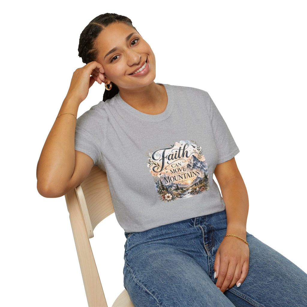 Faith Can Move Mountains T-Shirt Inspirational Christian Mountain Graphic Tee