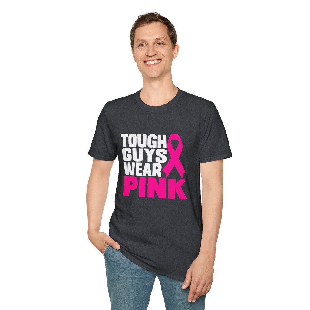 Tough Guys Wear Pink Breast Cancer Awareness T-Shirt Graphic Tee