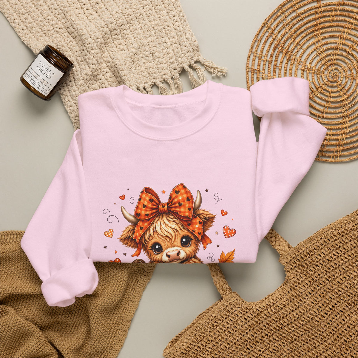 Cute Highland Cow Pumpkin Halloween Sweatshirt