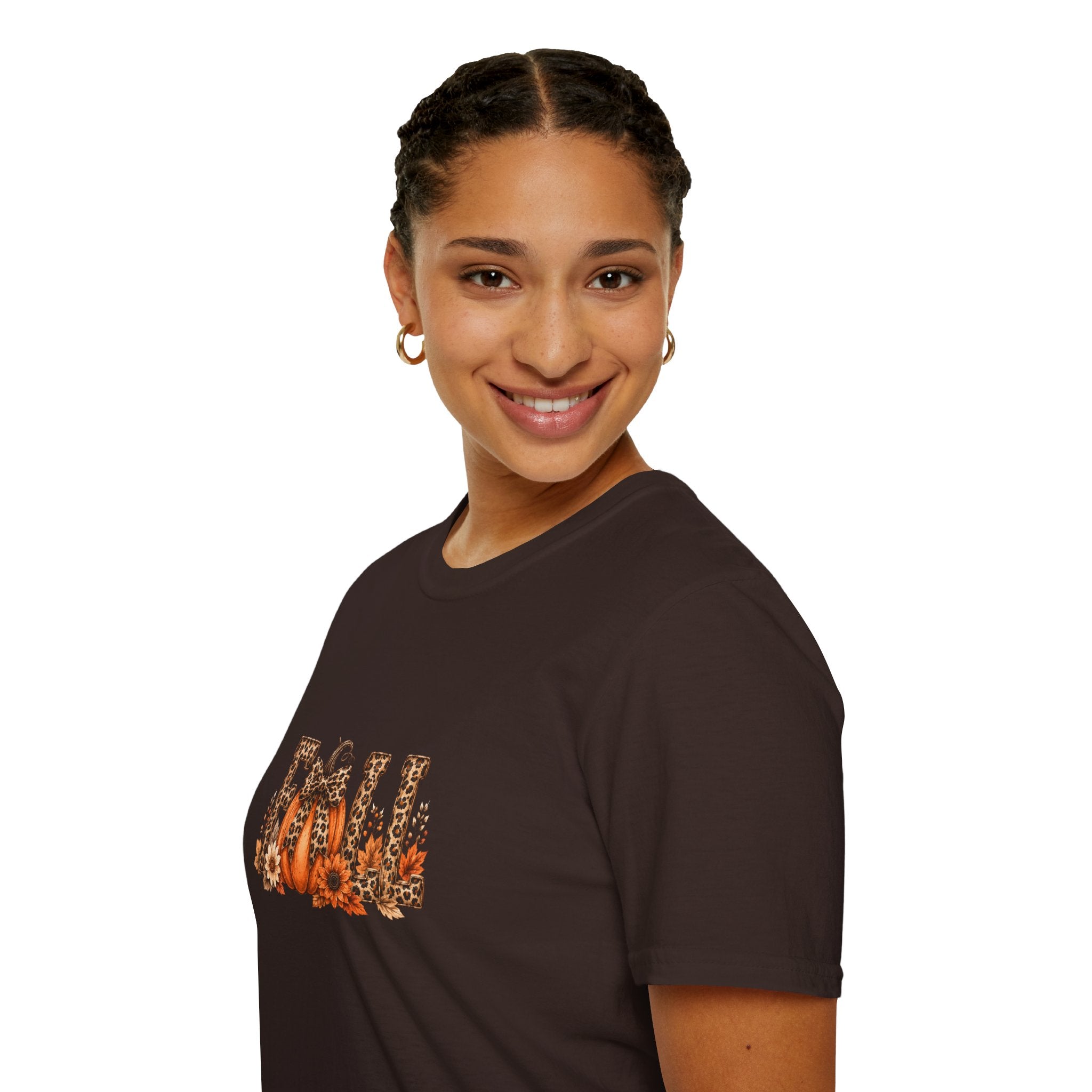 Fall Leopard Pumpkin T-Shirt — Cute Autumn Gift for Women Floral Graphic Tee