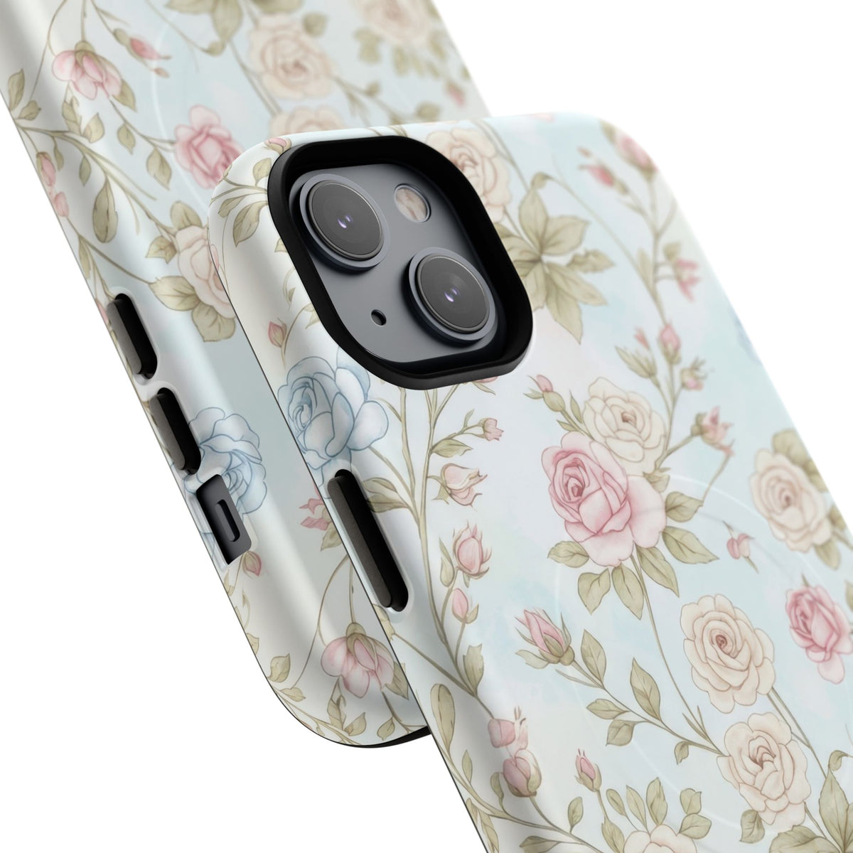 Vintage Floral Rose Magnetic iPhone Case — MagSafe Tough Protective Cover