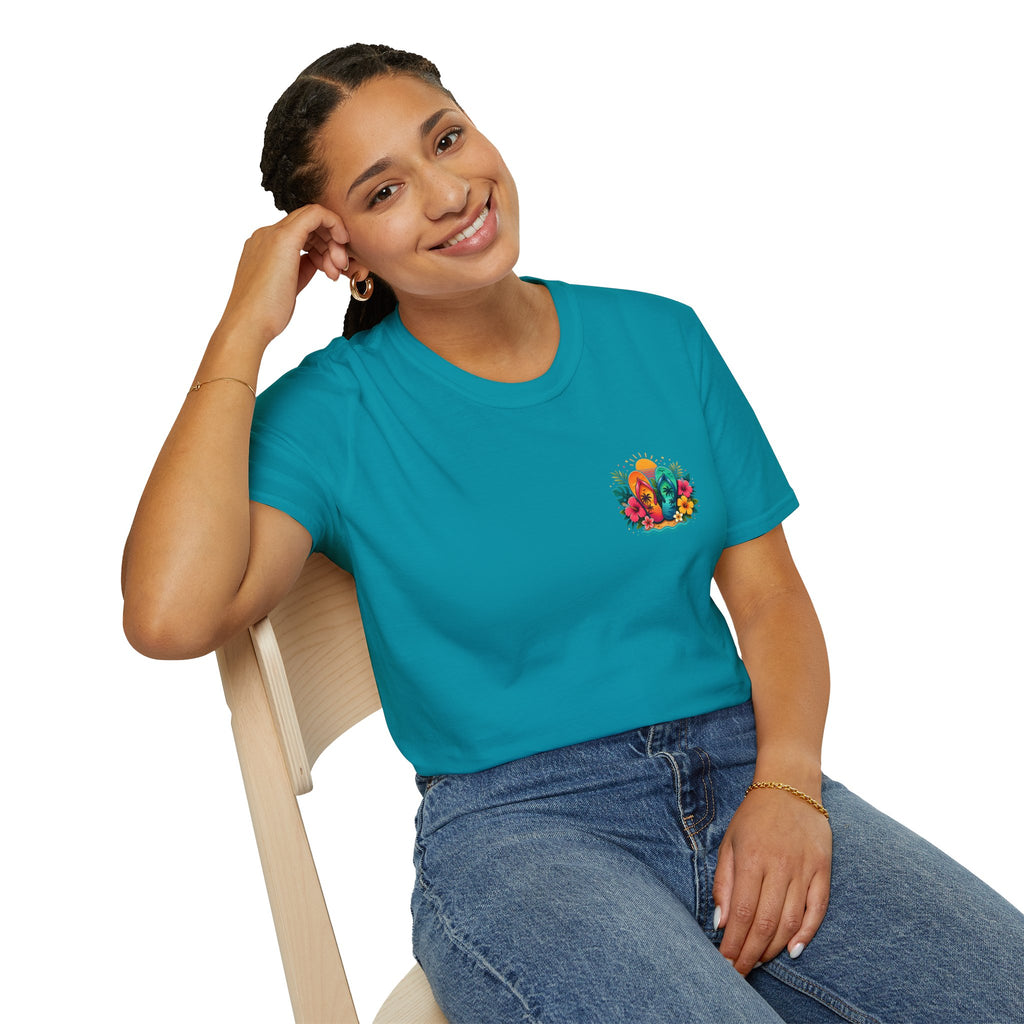 Floral Surf Chest Print T-Shirt — Cute Beach Gift for Women Graphic Tee