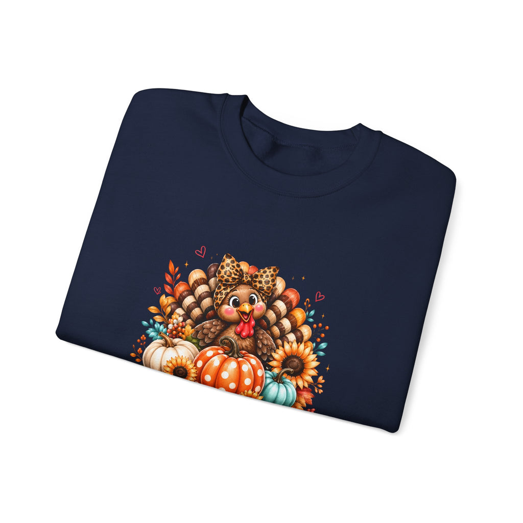 Sweatshirt — "Give Thanks" Autumn Turkey & Pumpkin Thanksgiving Crewneck