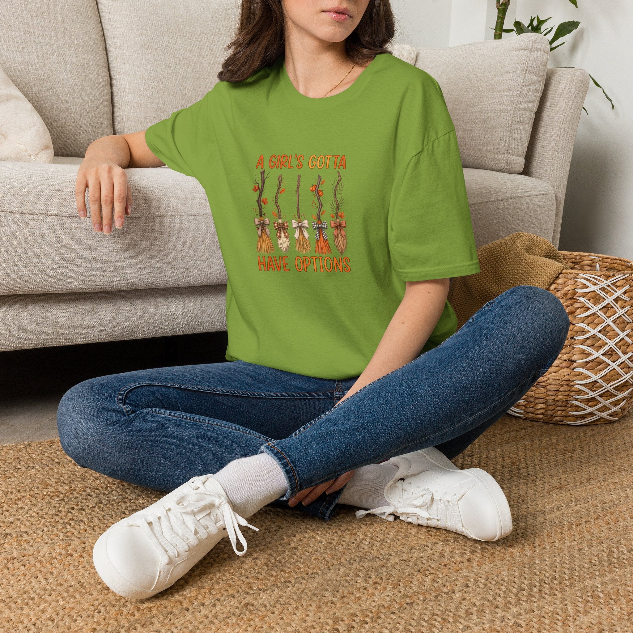 A Girl's Gotta Have Options Witch Brooms T-Shirt — Funny Halloween Gift for Women