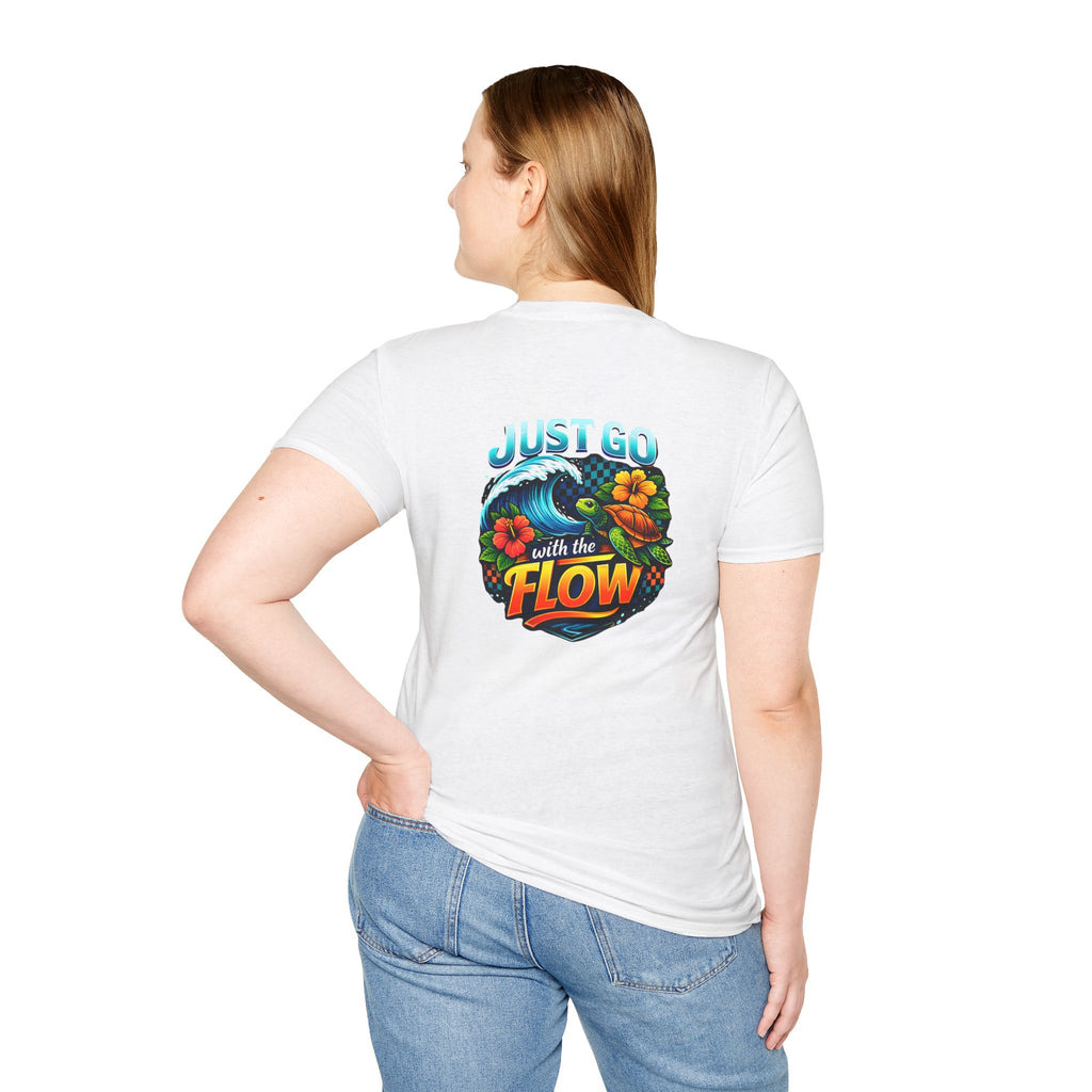 Go With the Flow Sea Turtle T-Shirt — Cute Beach Gift for Women Ocean Floral Tee