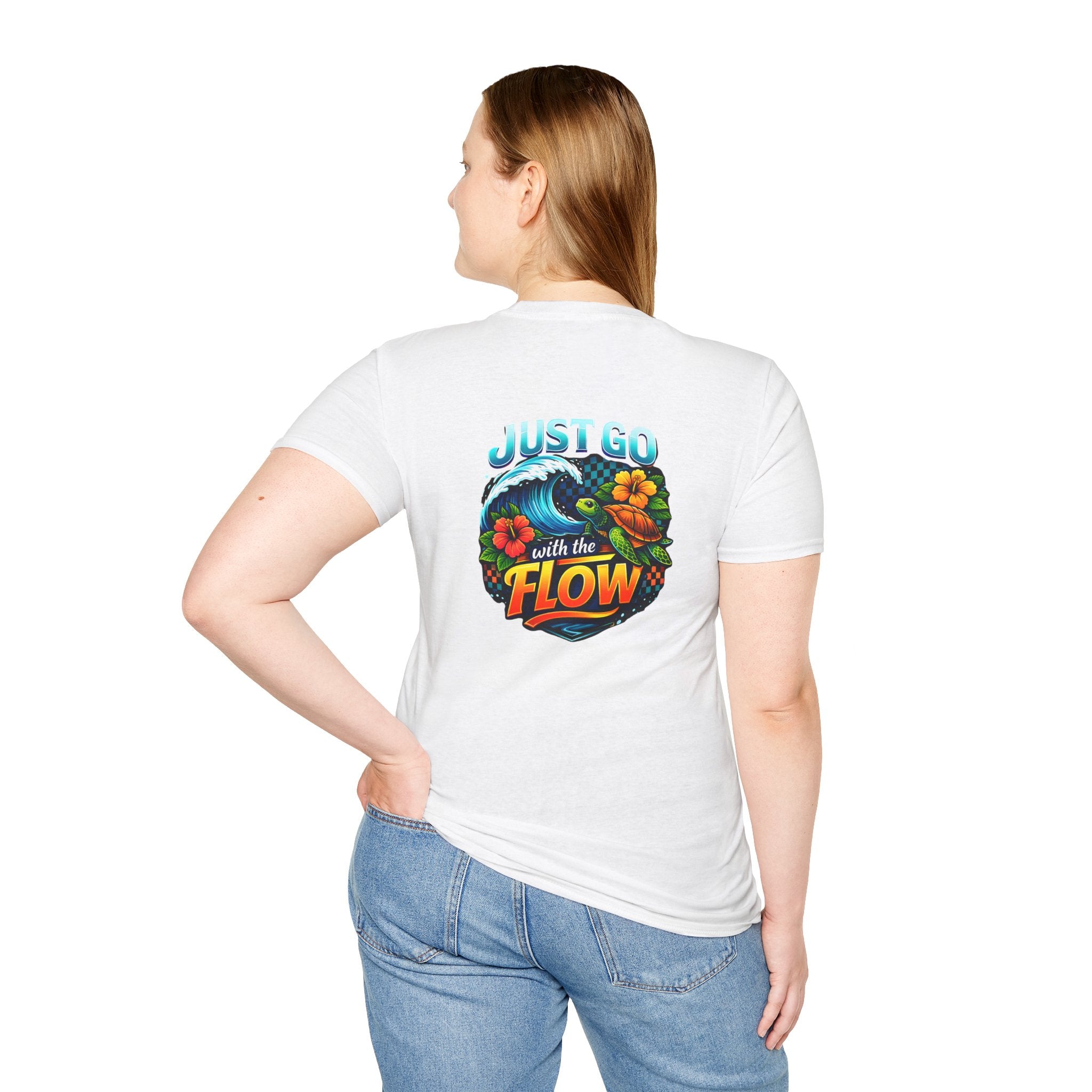 Go With the Flow Sea Turtle T-Shirt — Cute Beach Gift for Women Ocean Floral Tee
